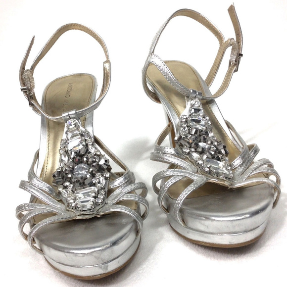 ❌SOLD❌Antonio Melani Silver Jeweled Stilleto's 9.5 - Picture 5 of 8